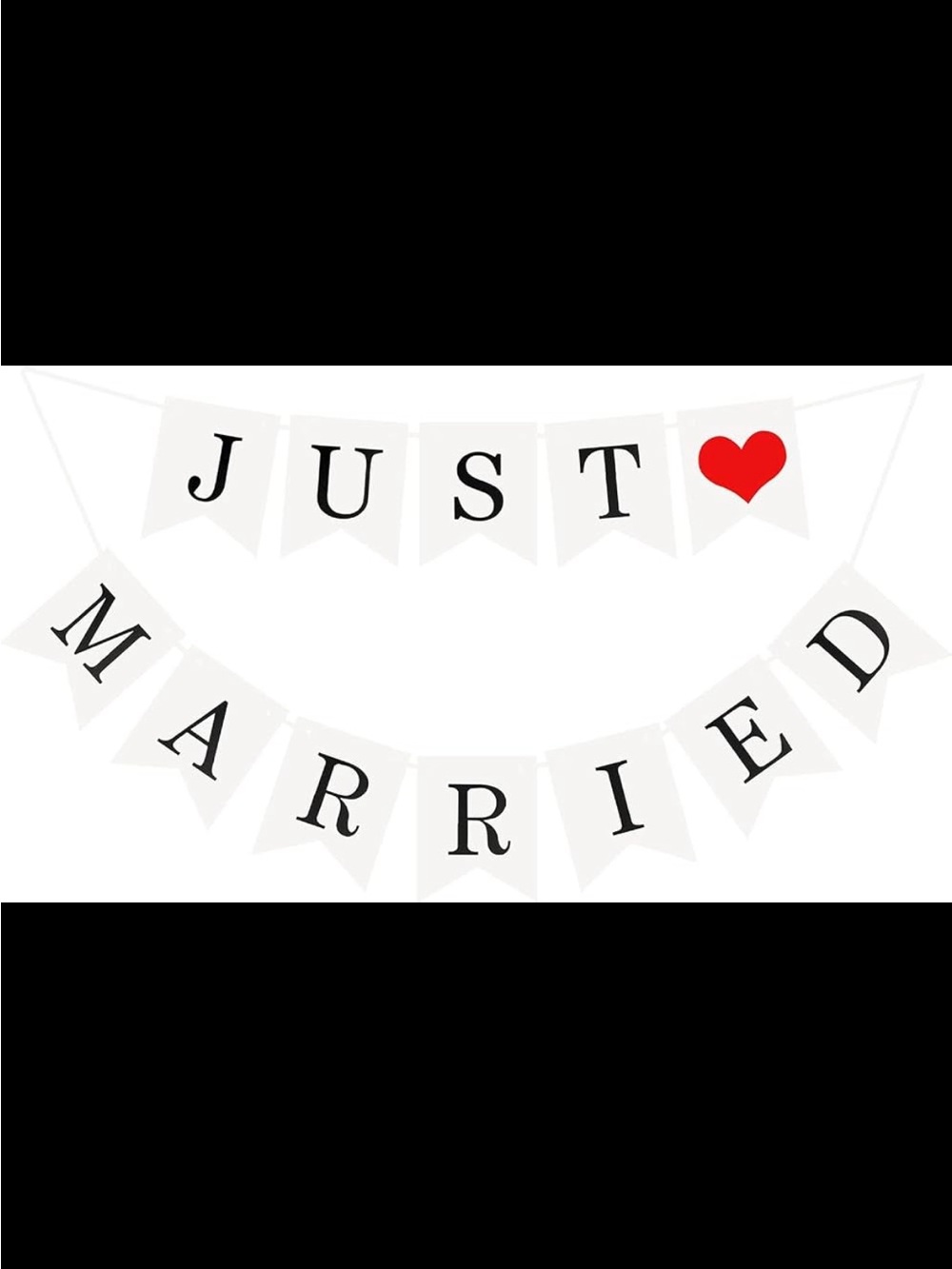 JUST MARRIED Party Banner Flags
